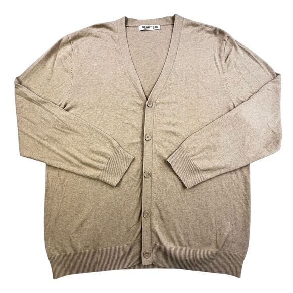 Old Navy Cardigan Sweater Mens 2XL Tan Brown Button Knit Preppy Dad Core - Picture 1 of 9